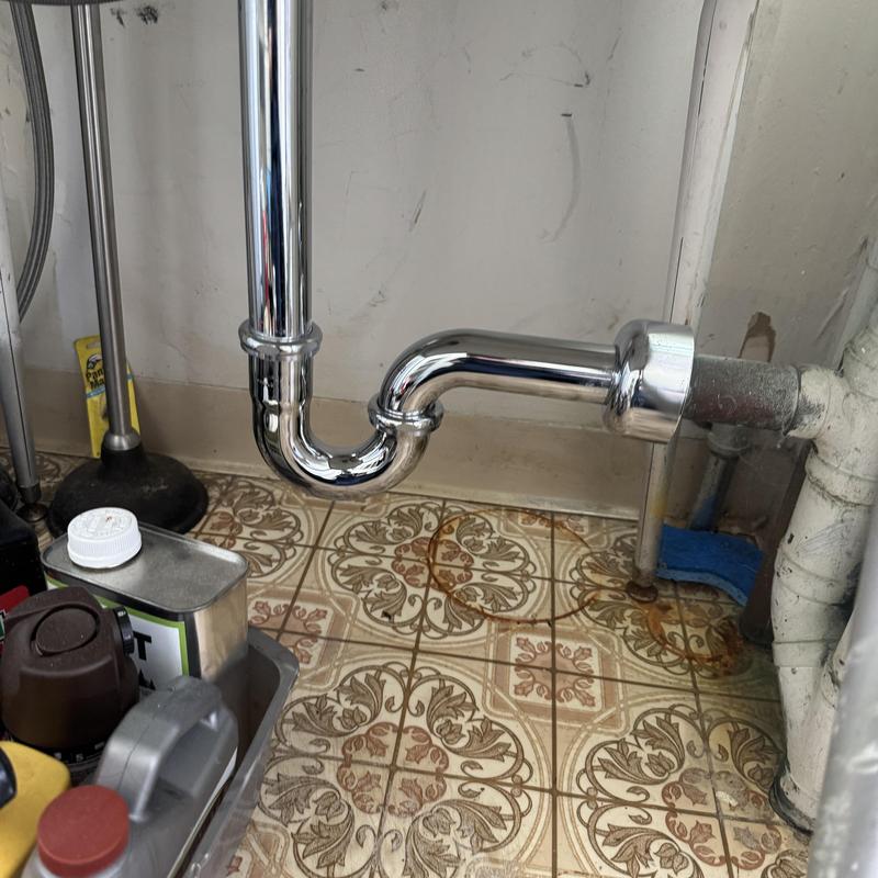P-trap drain pipe under sink with no leaks