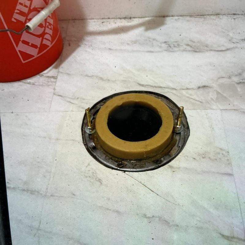 Wax ring and flange installation on toilet drain flange