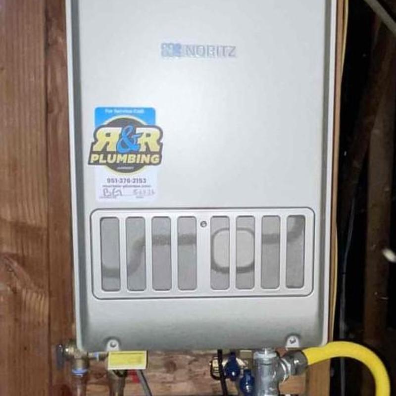 Noritz tankless water heater in attic with gas line