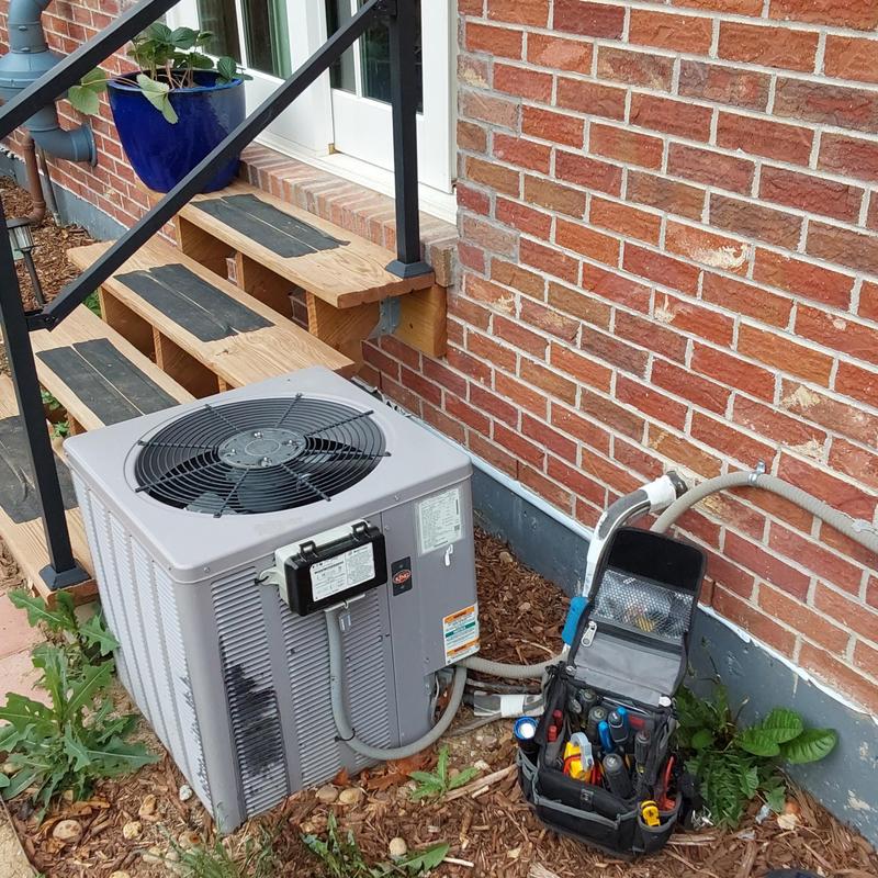 Trane air conditioner outdoor unit with tool bag