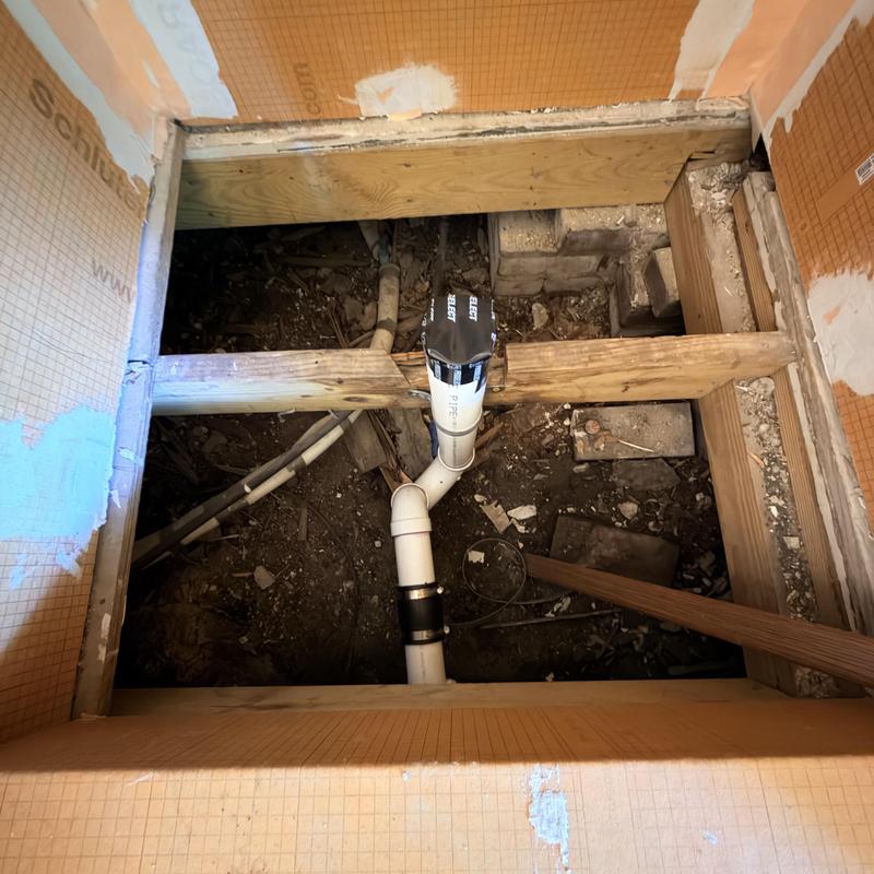 Sewer stack re-piping with new PVC connections