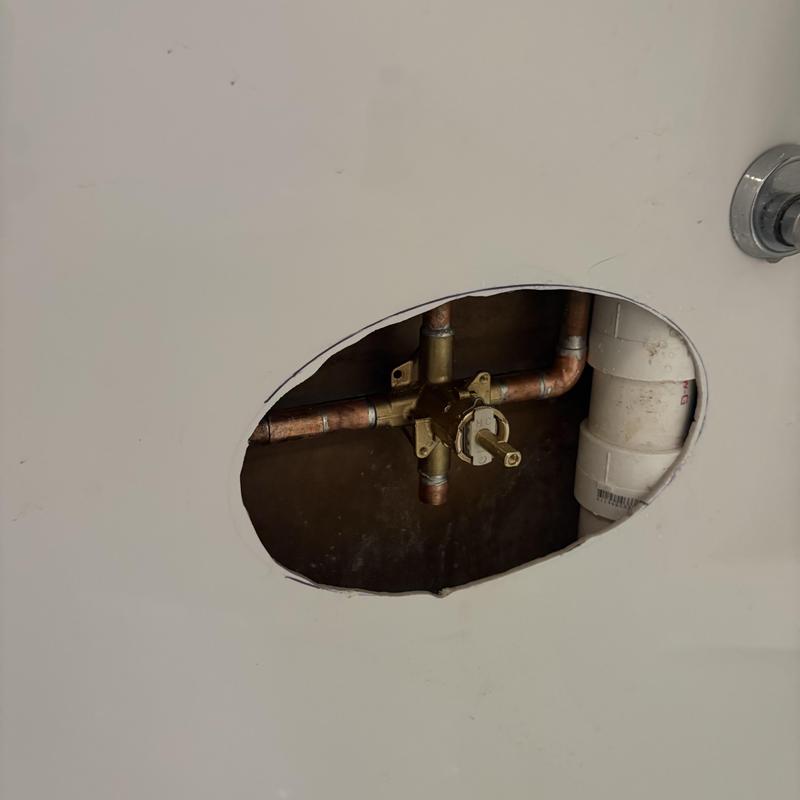 Delta shower valve with exposed copper piping