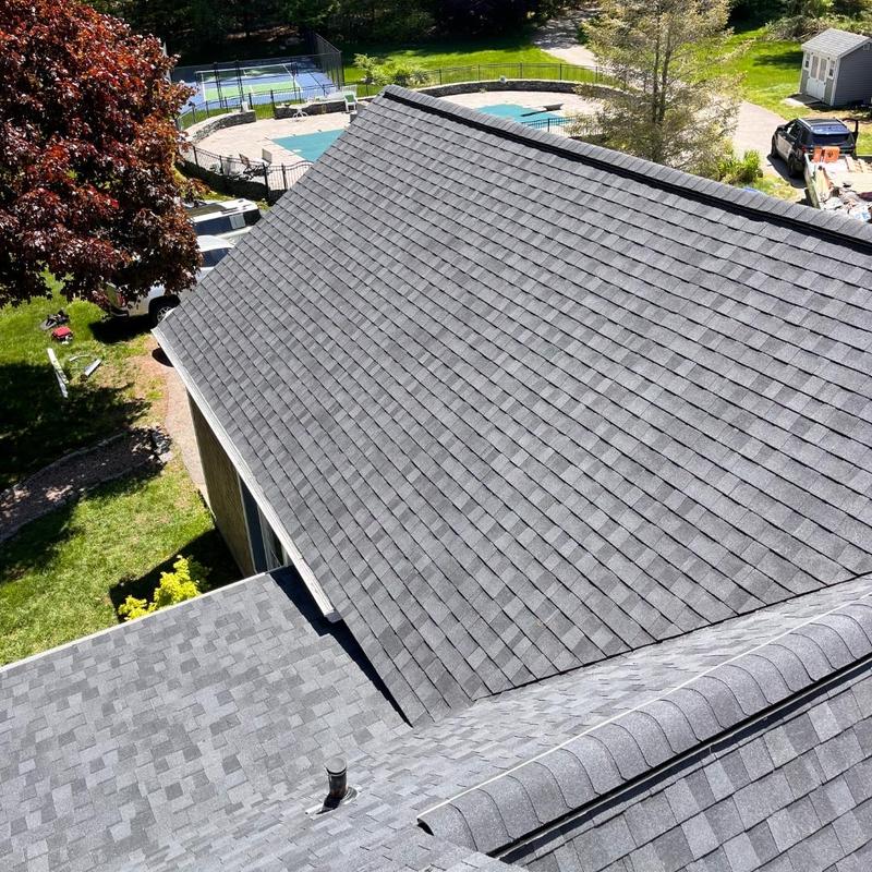 Asphalt shingle roof replacement on residential home Asphalt shingle roof replacement on residential home