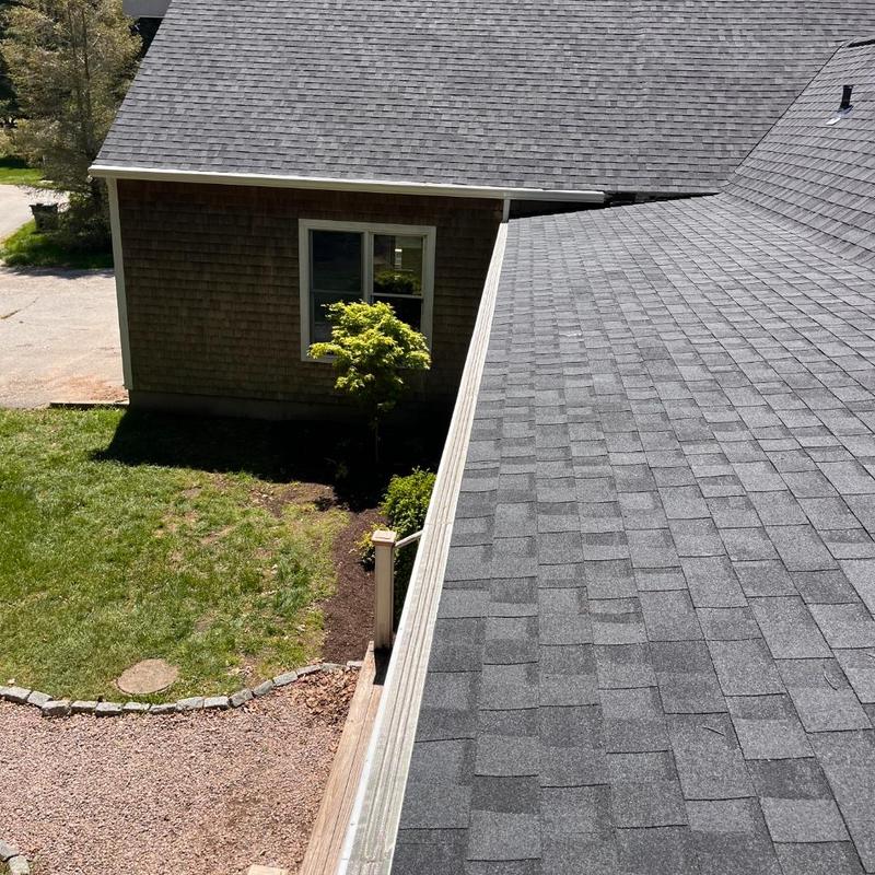 Asphalt shingle roof with new skylights in Stonington CT Asphalt shingle roof with new skylights in Stonington CT