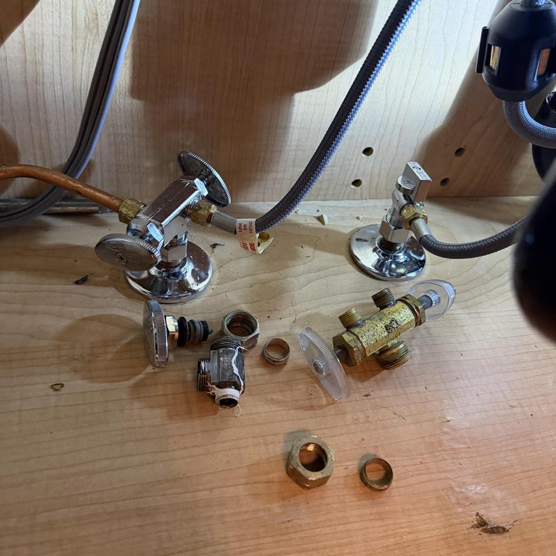 Full turn stop valves replaced with quarter turn valves under sink Full turn stop valves replaced with quarter turn valves under sink