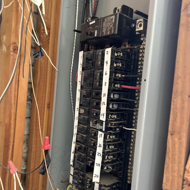 Main electrical service panel wiring with new breakers