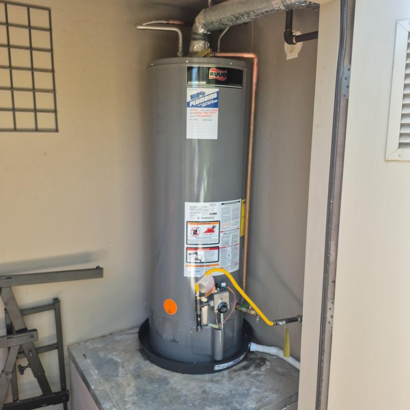 50-gallon gas water heater with copper piping