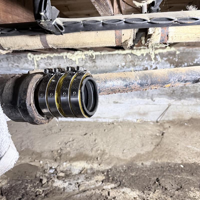 Tub drain with new upsized piping and clamps