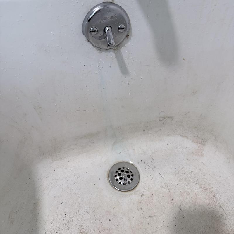 Tub drain with new upsized piping replacement