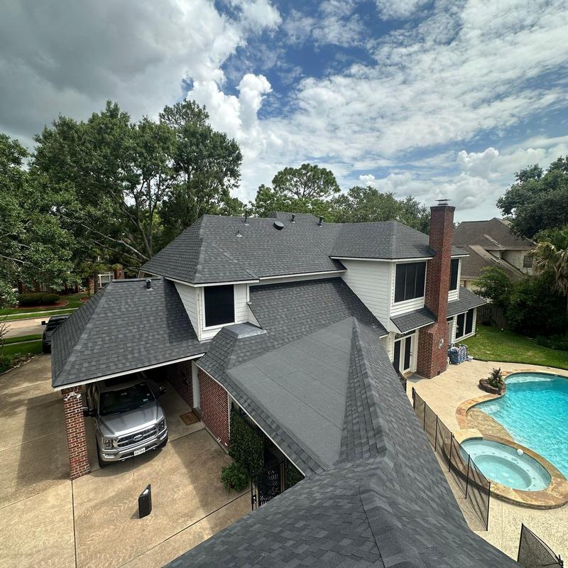 Tamko Titan XT Rustic Black roof with bronze gutters Tamko Titan XT Rustic Black roof with bronze gutters