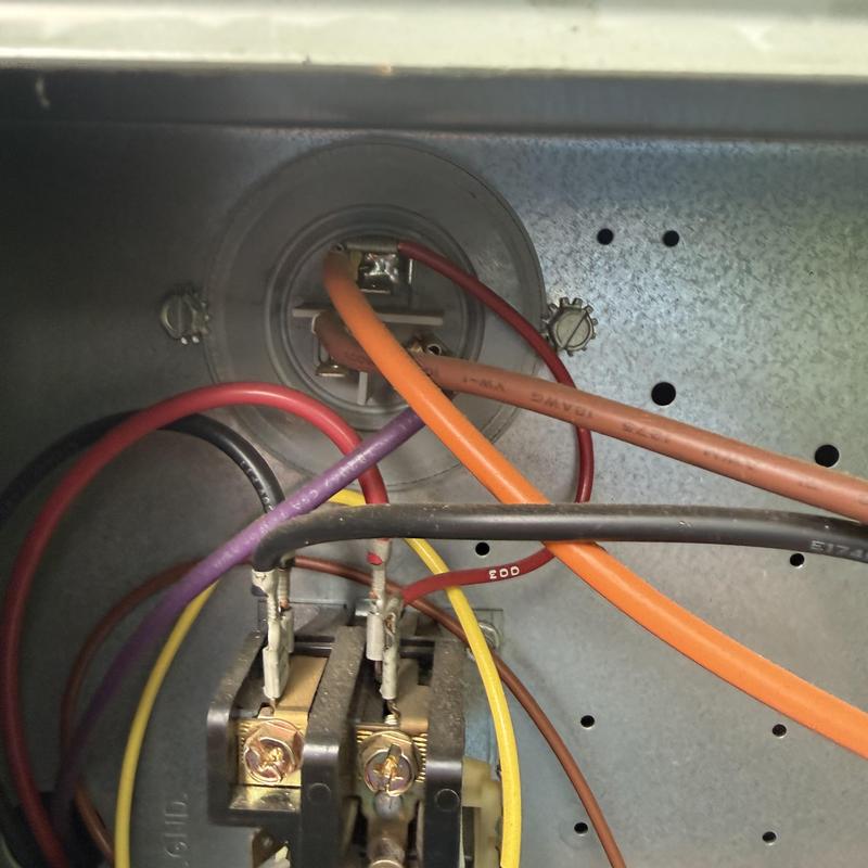Capacitor and wiring inside HVAC unit panel Capacitor and wiring inside HVAC unit panel