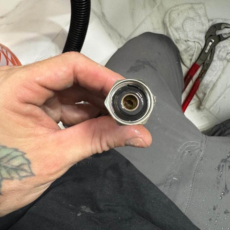 Braided feed line with clogged screen filter replacement