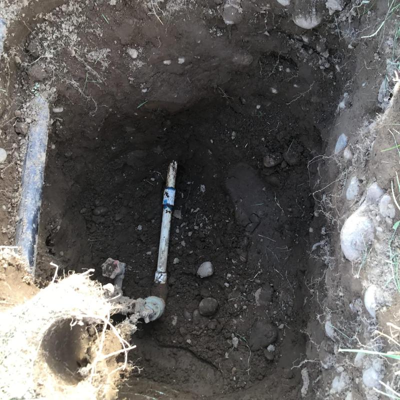 34 PVC water service line in excavation hole