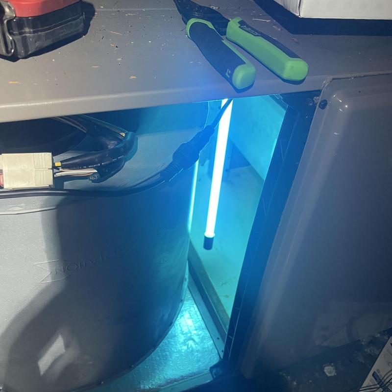 UV light installation inside HVAC air handler unit UV light installation inside HVAC air handler unit
