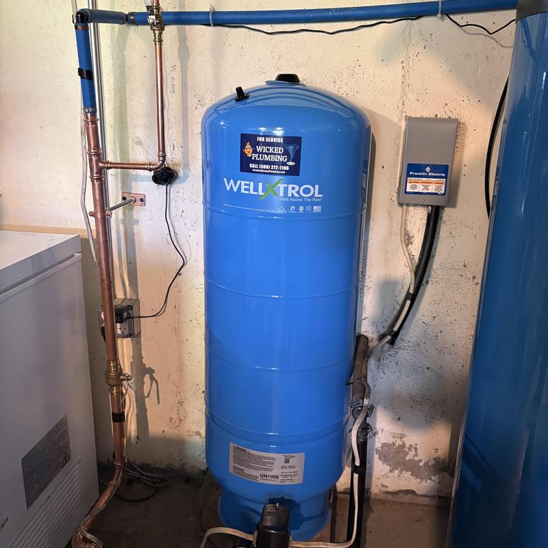 Well-X-Trol pressure tank with copper piping installation