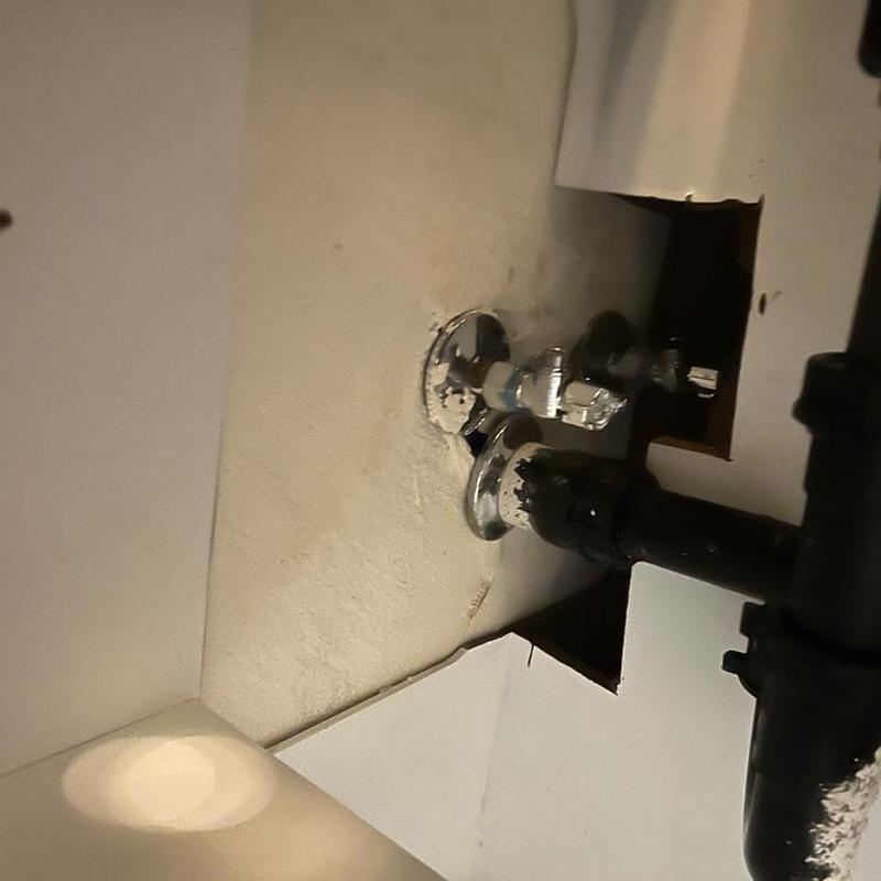 Angle stop valves with leaking supply lines under sink Angle stop valves with leaking supply lines under sink