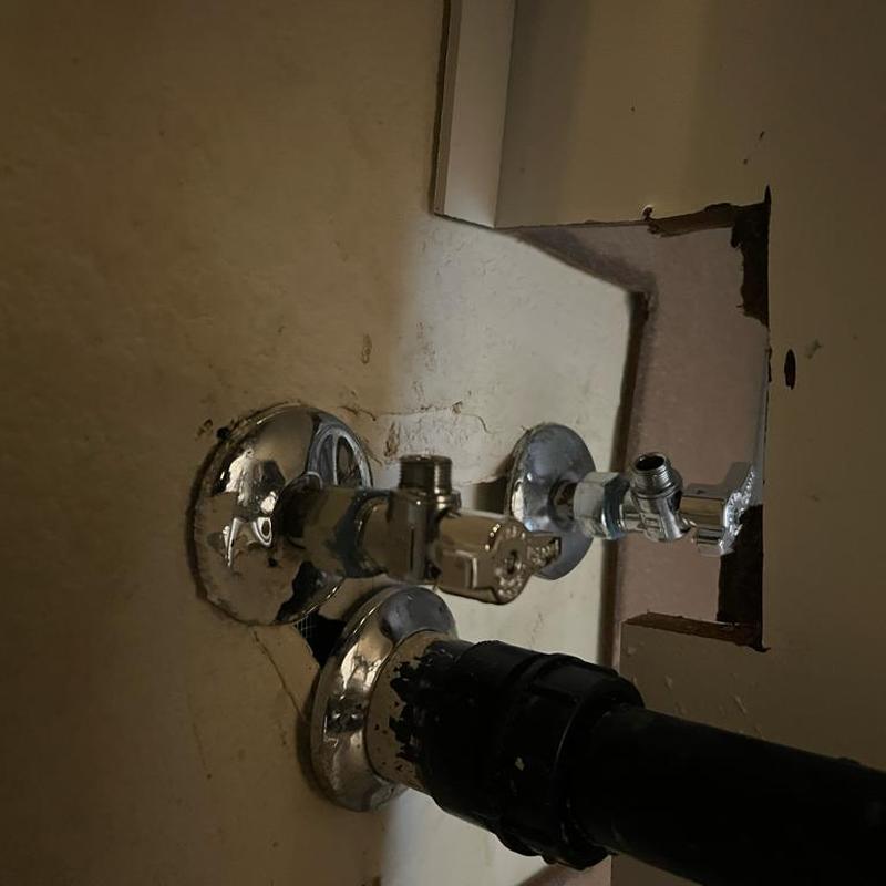 Angle stop valves installed on bathroom supply lines Angle stop valves installed on bathroom supply lines