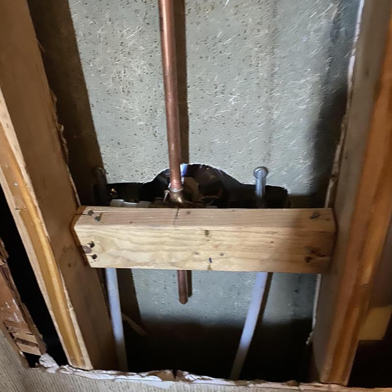 Shower valve with copper and PEX piping installation