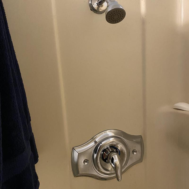 Shower valve replacement with chrome trim and showerhead