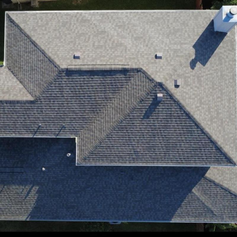 CertainTeed Landmark shingle roof installation, aerial view