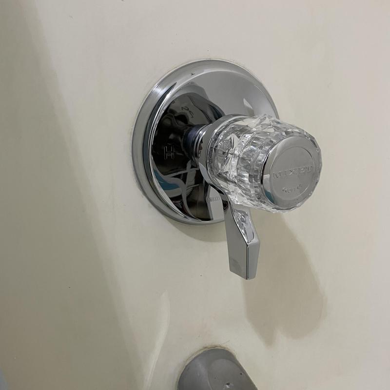 Shower mixer trim set with clear handle