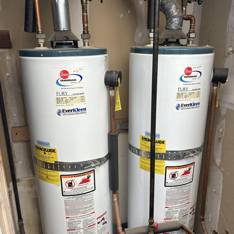 Rheem Guardian Fury water heaters with earthquake straps