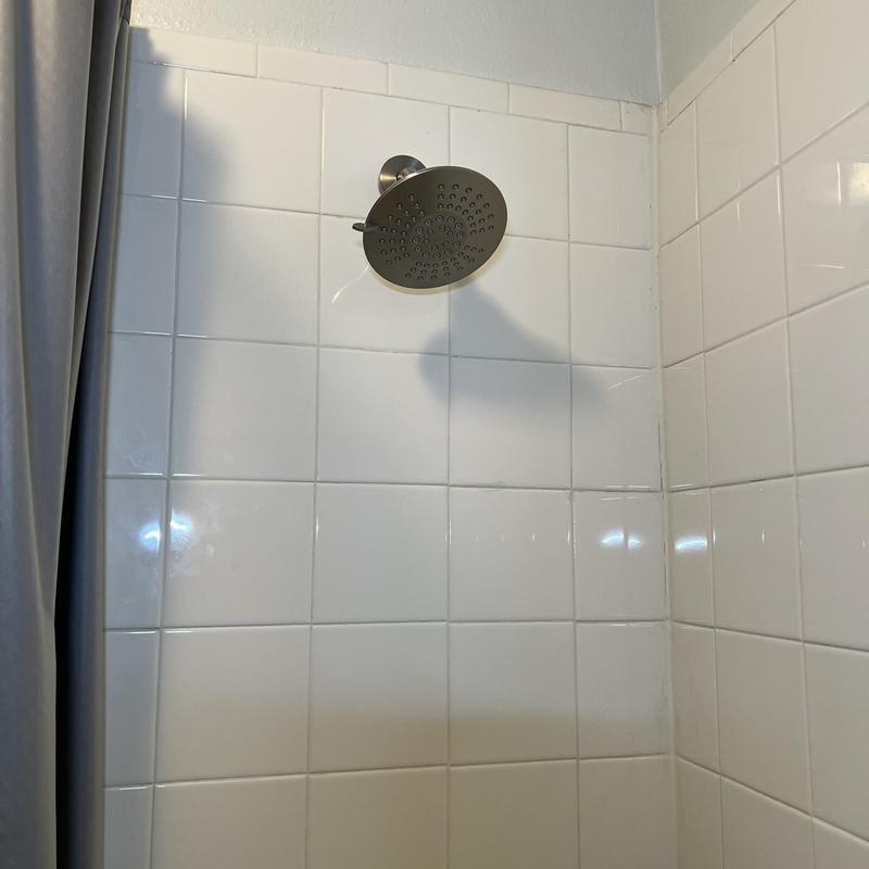 Shower valve and tile wall in guest bathroom Shower valve and tile wall in guest bathroom