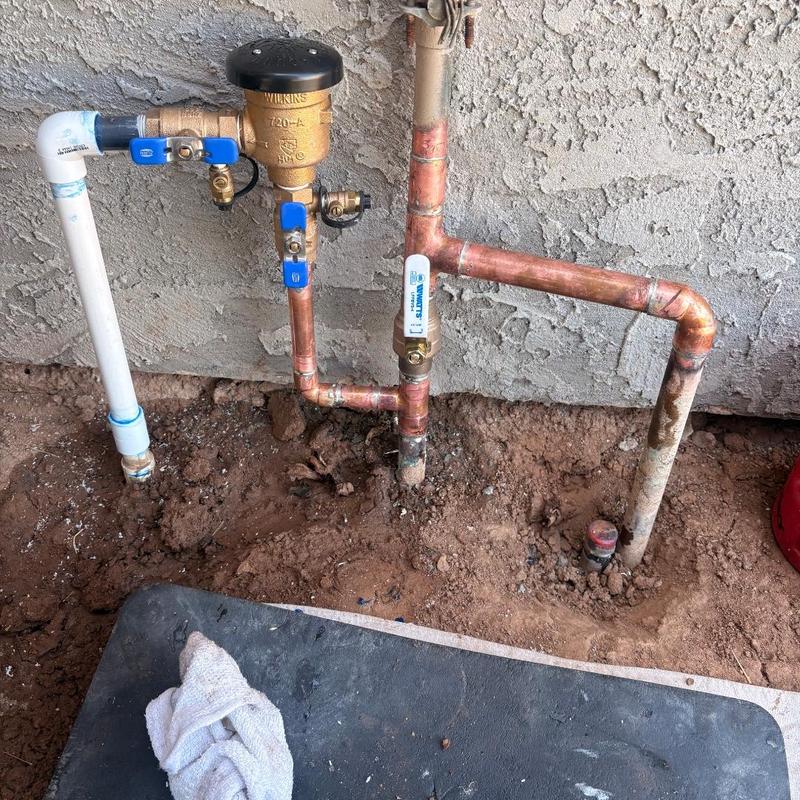 Copper water service line with valves and filter installed Copper water service line with valves and filter installed
