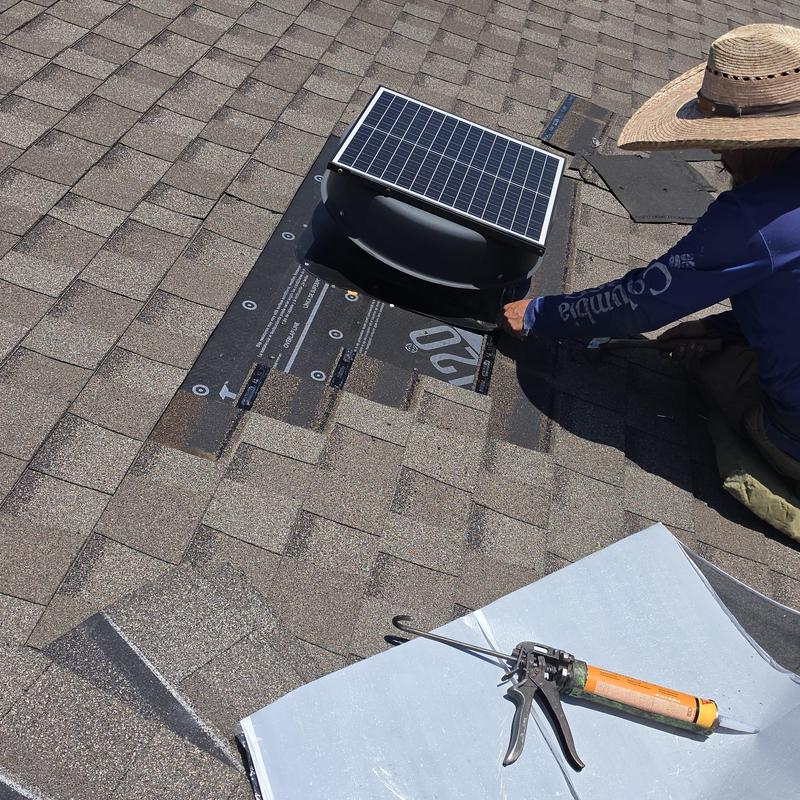 Solar vent roof flashing on asphalt shingle roof repair Solar vent roof flashing on asphalt shingle roof repair