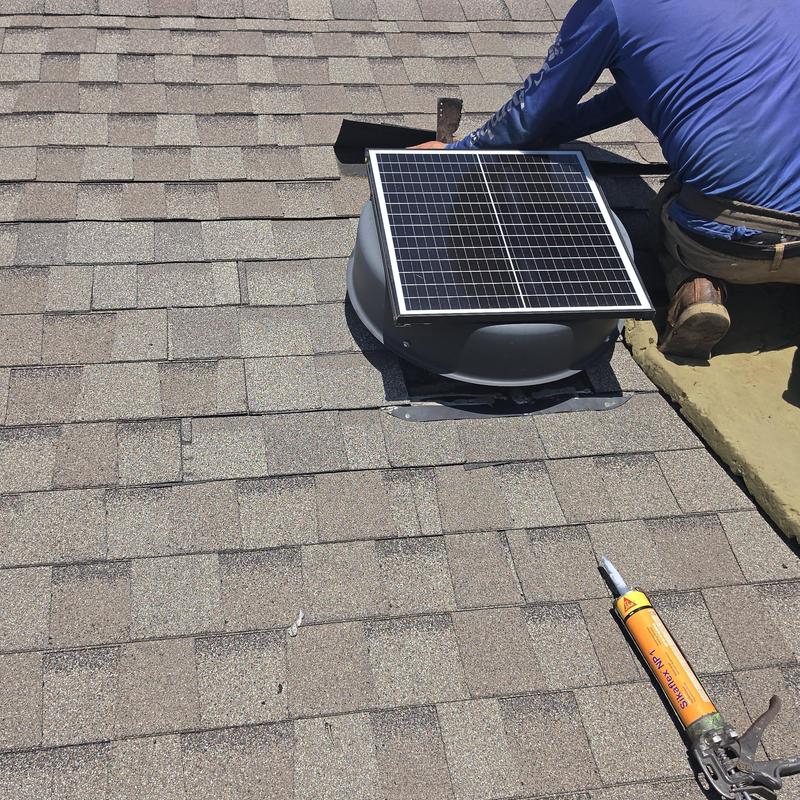 Solar vent roof flashing repair on shingle roof Solar vent roof flashing repair on shingle roof