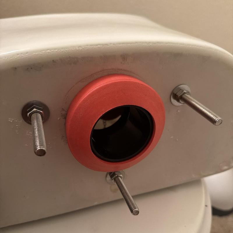 Toilet wax ring with bolts ready for installation