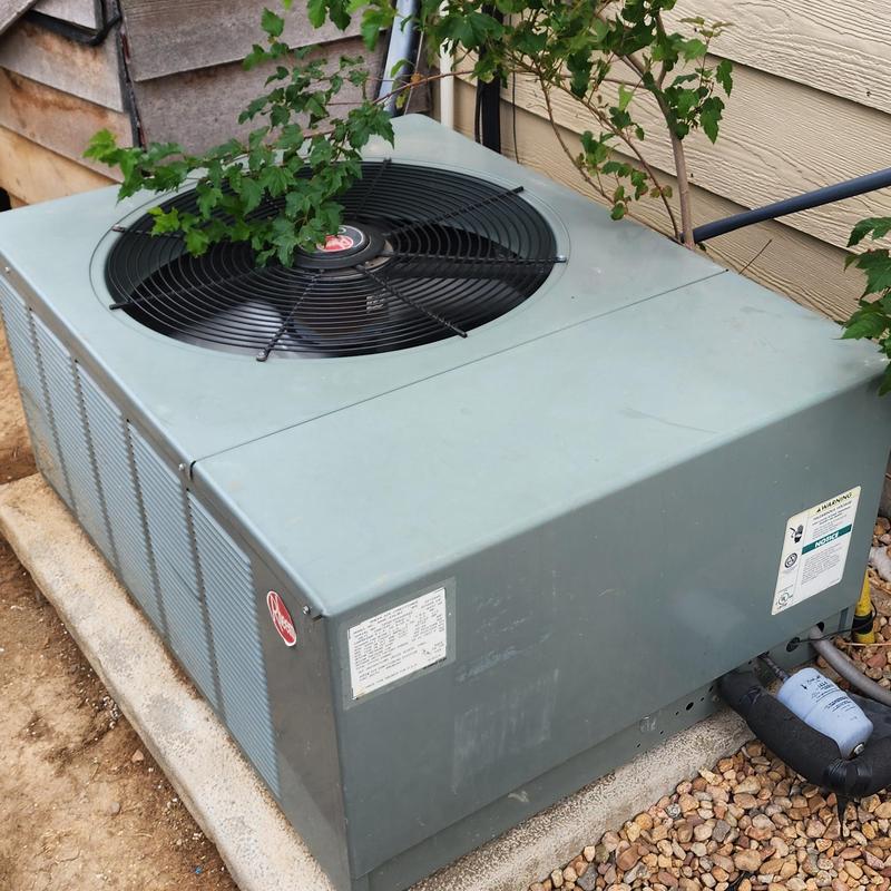 Rheem air conditioner unit with top fan and capacitor replacement
