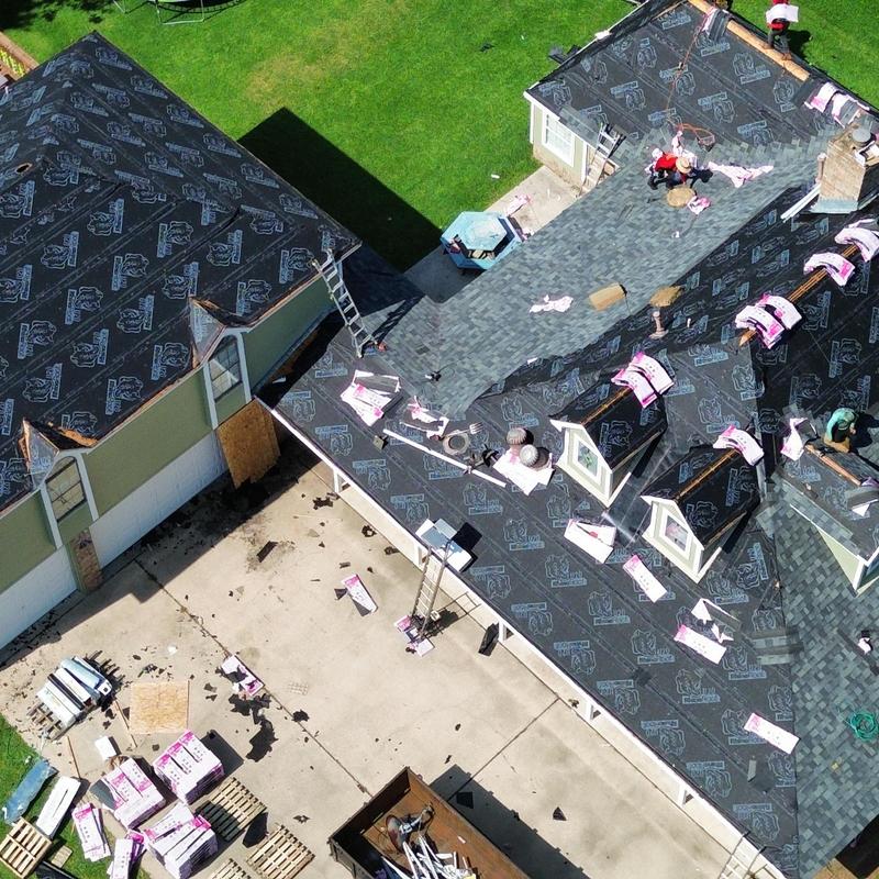 Owens Corning Duration Estate Grey roof installation aerial view