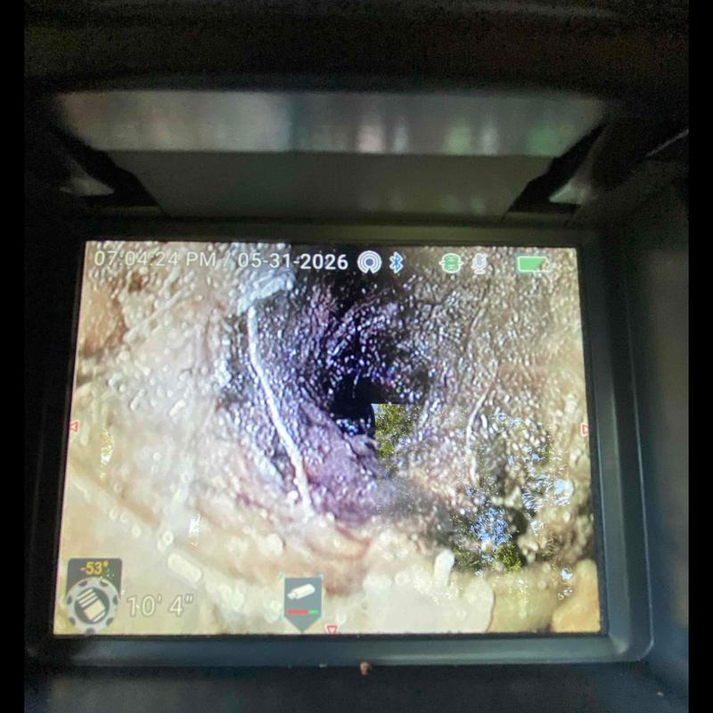 Sewer line video inspection showing root intrusion