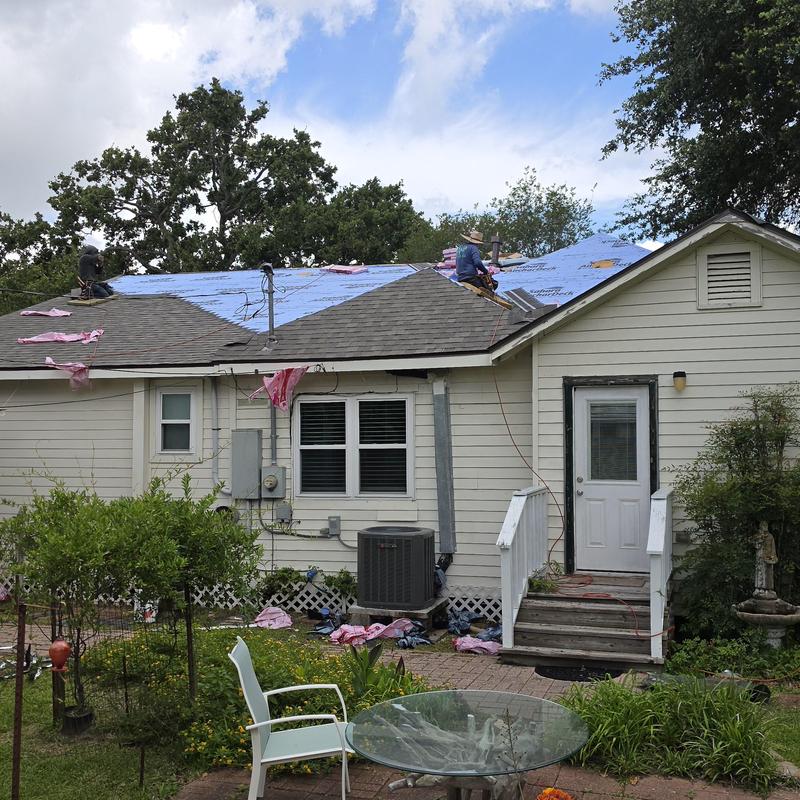 Owens Corning Driftwood shingle roof replacement in progress