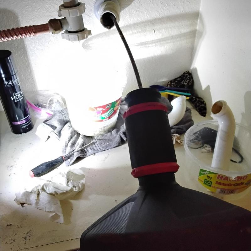 Lavatory sink p-trap with cable clearing buildup