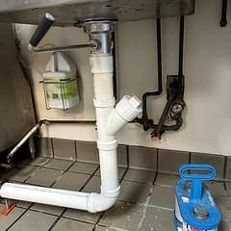 T&S lever drain with new PVC piping installation T&S lever drain with new PVC piping installation
