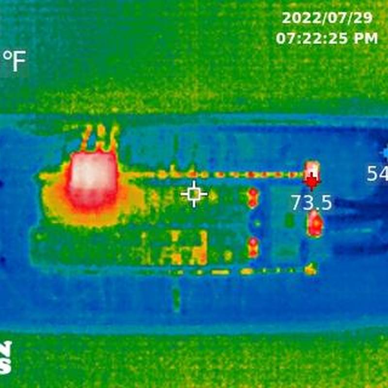 Electrical panel thermal imaging showing hot spots