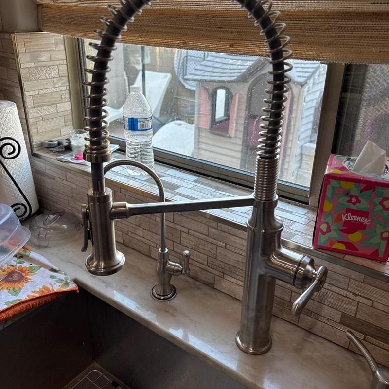 Kohler Sous Pro kitchen faucet installed under window Kohler Sous Pro kitchen faucet installed under window
