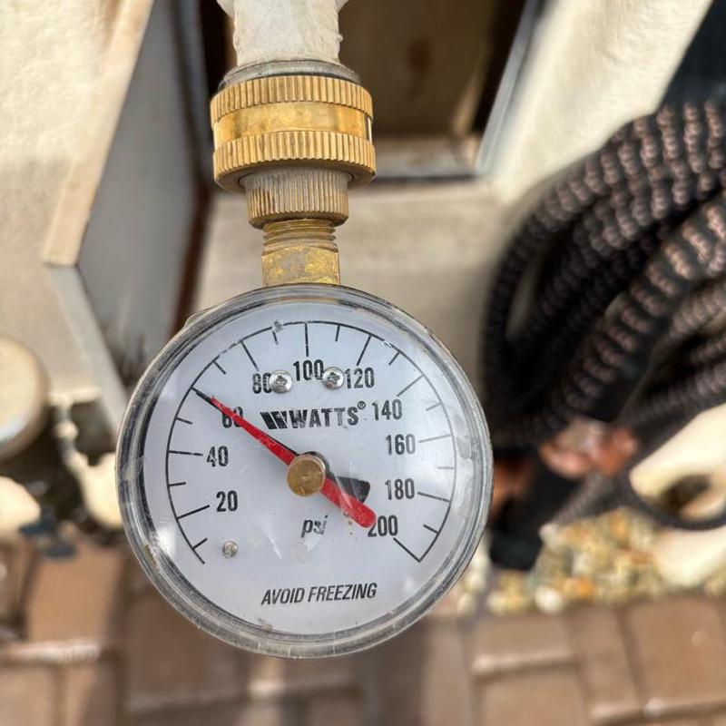 Pressure gauge on Zurn Wilkins P.R.V. valve at 60 psi Pressure gauge on Zurn Wilkins P.R.V. valve at 60 psi