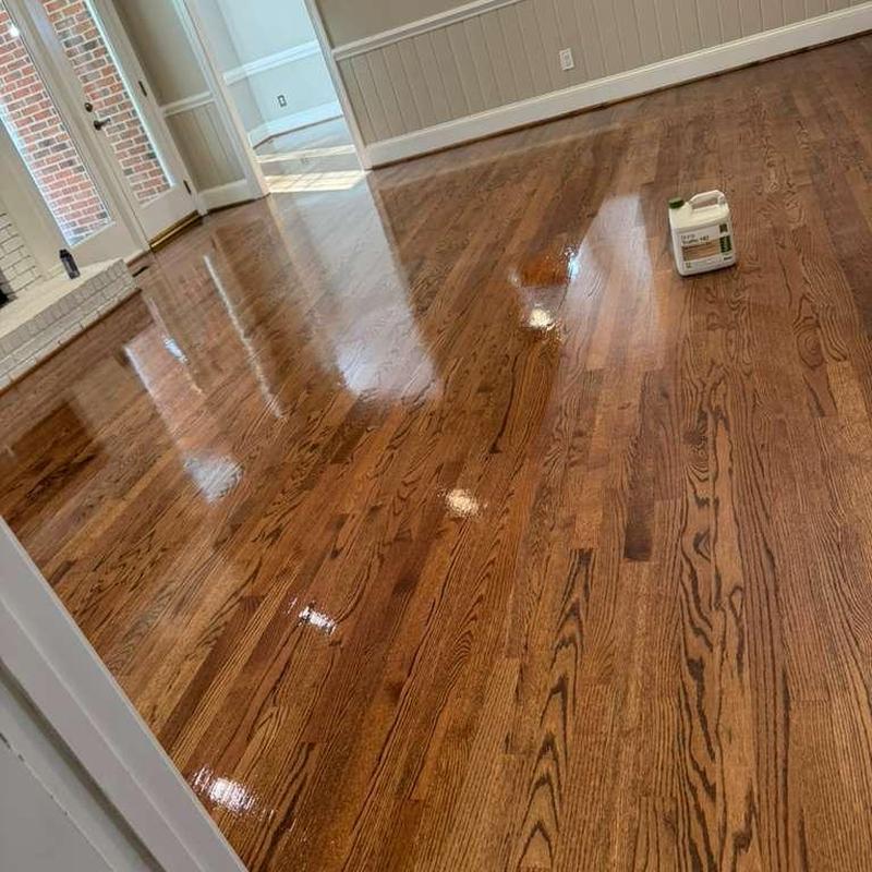 Hardwood floor refinishing with fresh stain finish Hardwood floor refinishing with fresh stain finish