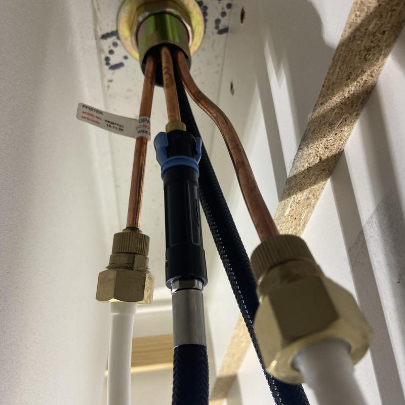 Kitchen sink faucet supply lines and connections under sink Kitchen sink faucet supply lines and connections under sink