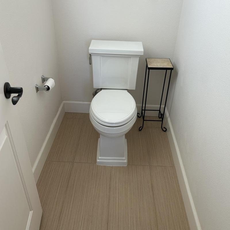 Customer-supplied toilet with new supply lines and bolts