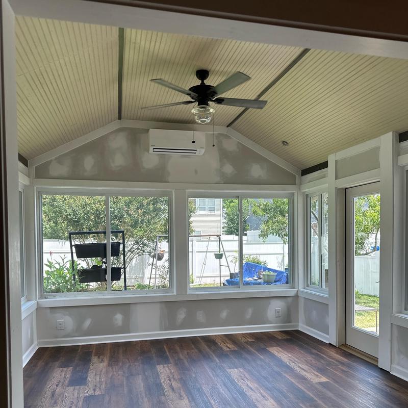 Mini split air conditioner installation in sunroom remodeling Mini split air conditioner installation in sunroom remodeling