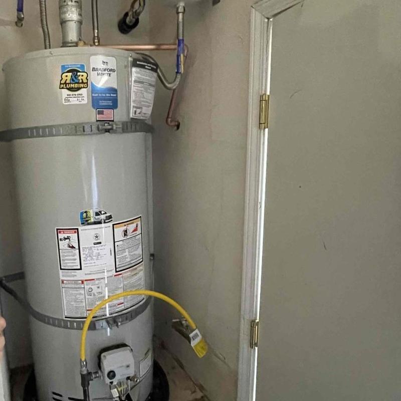 50-gallon water heater with new gas line connection