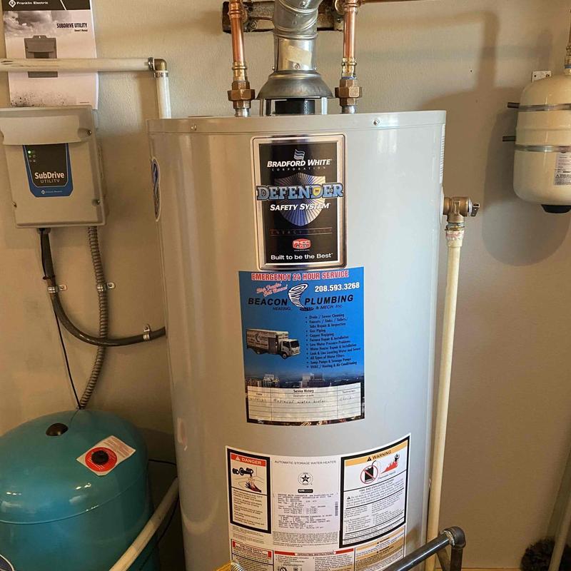 Gas water heater with new pipe connections Gas water heater with new pipe connections