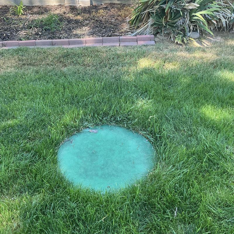 Septic tank inlet pipe and baffle replacement site Septic tank inlet pipe and baffle replacement site