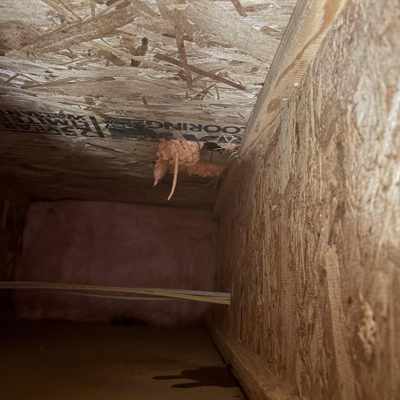 Tub drain leak in ceiling cavity with insulation Tub drain leak in ceiling cavity with insulation