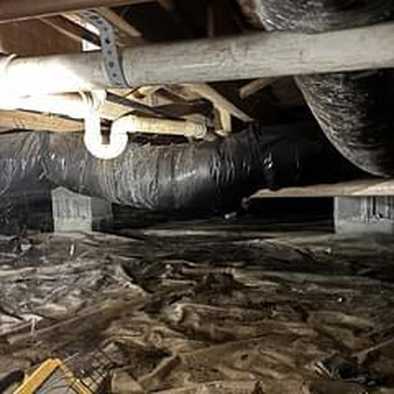 Sewer pipe and drain line inspection in crawl space