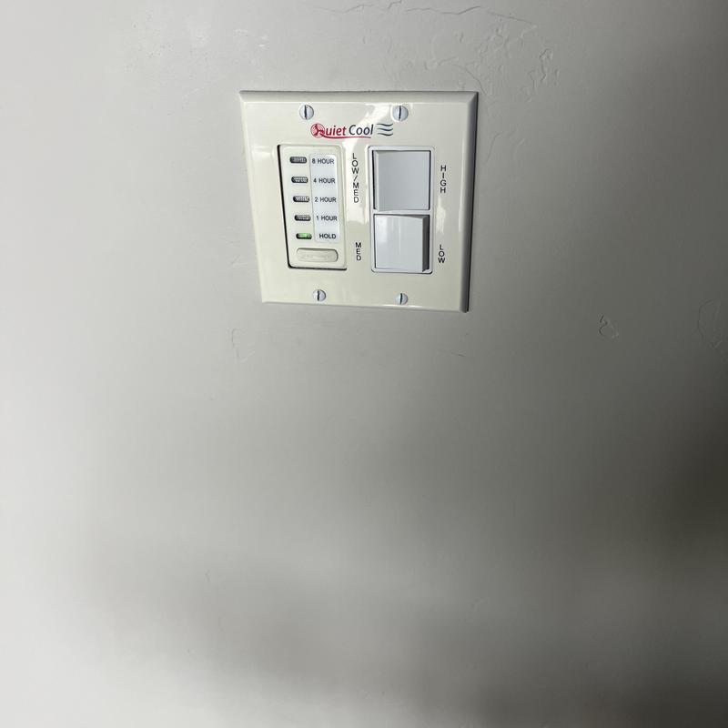 Quiet Cool fan timer and speed control switch on wall